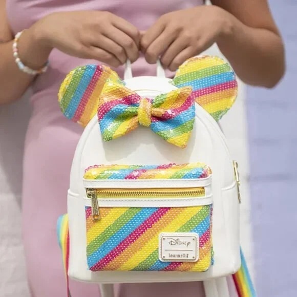 Loungefly Disney sequin rainbow Minnie Mouse mini‎ backpack - Picture 7 of 9